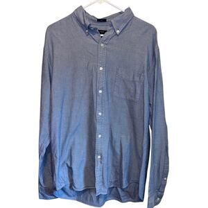 J. Crew Mens XL Slim Birdseye Long Sleeve Cotton Oxford Blue and White